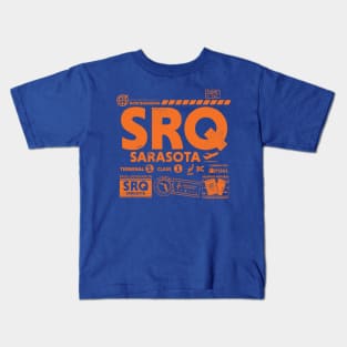 Vintage Sarasota SRQ Airport Code Travel Day Retro Travel Tag Florida Kids T-Shirt